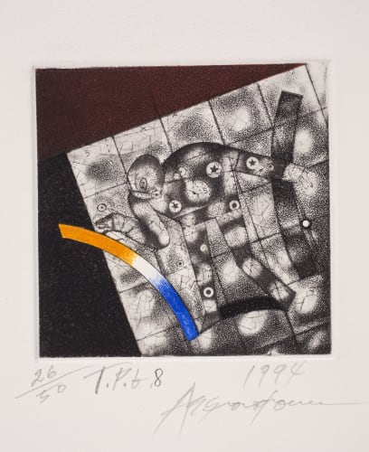 Assadour T.P.G.8 , 1994 Etching - Framed (Brown) Paper size:19 x 28 cm Image size: 9 x 9 cm 26/50