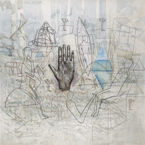 Amar Dawod The Ta-Sin of Divine Will I, 2013 Collage, black ink watercolour, pastel, charcoal on paper 152 x 150 cm 59 7/8 x 59 1/8 in