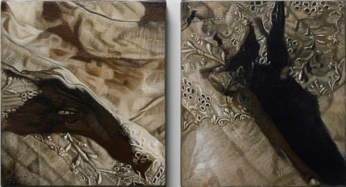 瑪莉娜.克魯斯 《尋找陰影 I & II》 Looking for Shadows I and II, 2016 油彩、畫布 Oil on canvas 35.2 x 30.7 cm x2