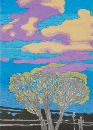 馬堤耶·馬哈切克 《有紋理的皇冠》Veined Crown, 2024 墨、壓克力、紙,裱於畫布 Ink, acrylic and paper on canvas 69.5 × 49.5 cm