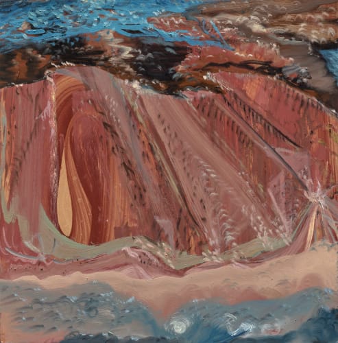 黨若洪 《島》The Isle, 2025 油彩、纖維板 Oil on masonite 57.5 × 56 cm