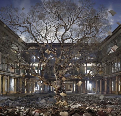 Jean-François Rauzier Falling Livres, 2015 C-Print mounted on aluminium 71 x 71 in 180 x 180 cm Edition 8 + 2 AP