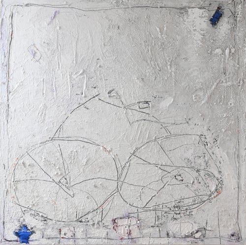 Joanna Bailey Bicycle, 2021 Mixed media and acrylic on linen Linen: 130 x 130 x 8 cm Signed and dated on reverse of canvas