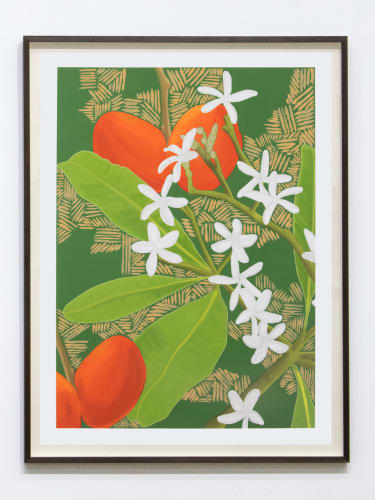 Dylan Mooney Neisosperma Kilneri – Ornate-Fruited Neisosperma, 2022 digital illustration hand-painted with Yuwi ochre 120 x 88 cm | ed. of 5 + 2 AP 60 x 44 cm | ed. of 10 + 2 AP