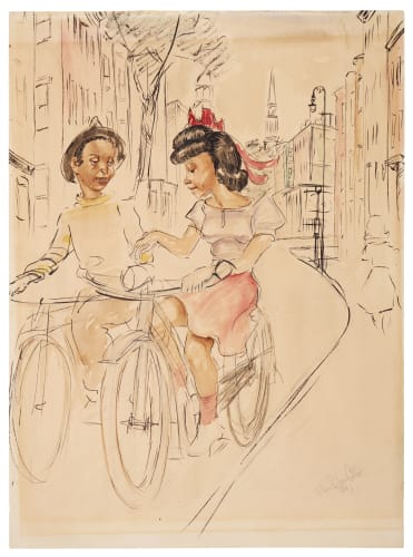 Allan Rohan Crite, Alone in the Big, Wide World (Boy, Girl, Bicycle), 1939, c.