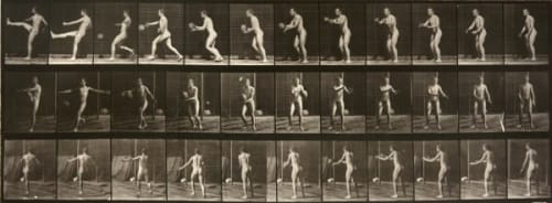 Eadweard Muybridge, Animal Locomotion: Plate 301 (Nude Man Kicking Ball), 1887