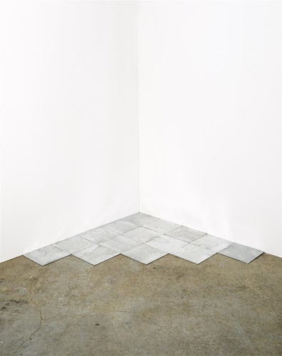 Carl Andre 15 Ace Zinc Corner, 2007 Zinc, in fifteen parts overall 203.2 x 203.2 x 0.6 cm