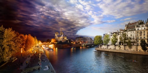Stephen Wilkes Pont de la Tournelle, Paris, Day to Night™, 2013 Digital C-Print 15/20 Image Size: 30 x 61 inches Framed: 36 x 67 inches Other sizes available