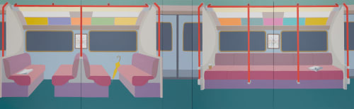 Zsofia Schweger Commute, 2021 Acrylic on canvas 150 x 480 cm