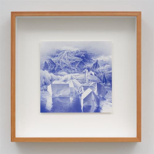 Stephen Ellis Unfolding 1, 2022 coloured pencil on Lana paper 530 x 530 x 85 mm