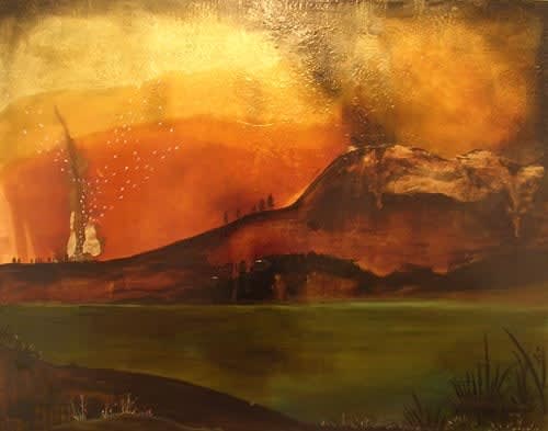 Cruz Jimenez Prairie Sunset, 2005 Oil, encaustic, shellac, bronze powder and crushed glass on canvas 120.0 x 150.0 cm