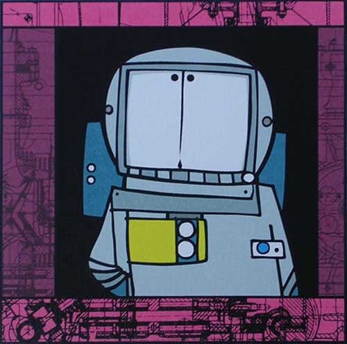 Ted Dutch (1928-2008) Astronaut Looking In, 1999 handmade screenprint on paper, edition of 36 18.0 x 18.0 cm