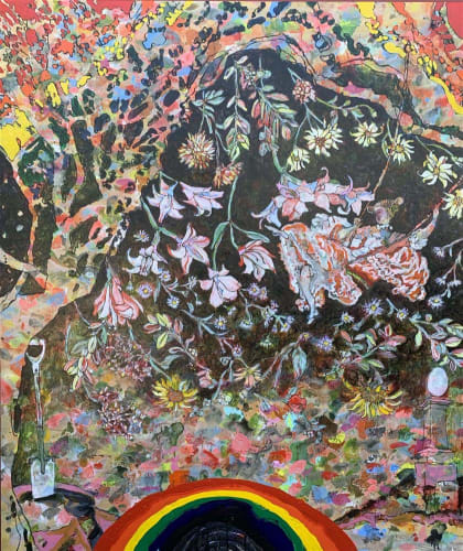 Brendan McGorry Somewhere over the rainbow, 2020 Acrylic and charcoal on canvas 1310 x 1100 mm