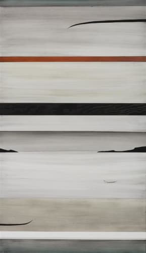 Simon Kaan Untitled 17-16, 2016 Oil on board, carved ink on cedar 158.0 x 94.0 cm