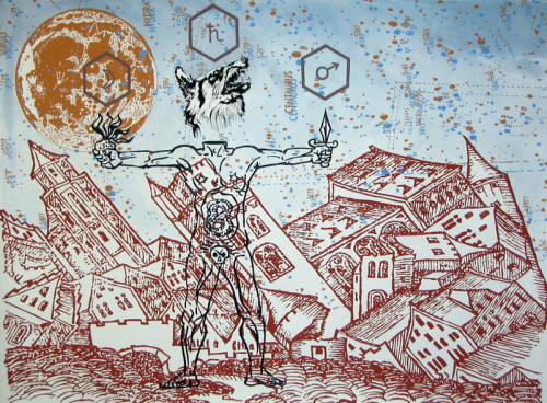 Jesse Bransford Lycanthrope, 2005 acrylic, watercolor and graphite on paper 38 x 50 inches 96.5 x 127 cm