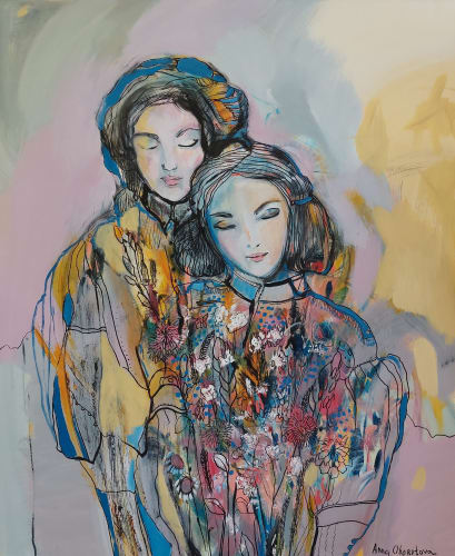 Anna Oborotova In Dreams, 2021 Acrylic on Canvas 104 x 124 cm framed 39 3/8 x 47 1/4 in