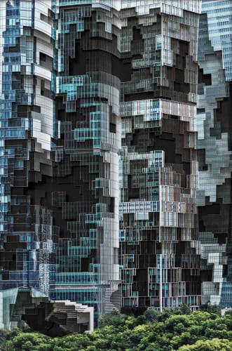 Michel Lamoller Anthropogenic Mass 2 (Shanghai), 2021 Three-dimensional photographic work, consisting of cut out archival Inkjet prints Framed 60 x 40 x 10 cm Unique piece