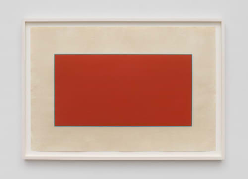 Marsha Cottrell, Untitled (Dark red-orange with cyan and green border), 2025