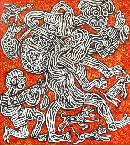 Fiery Hell 1, 2024, Acrylic on canvas, 104.1 x 116.8cm