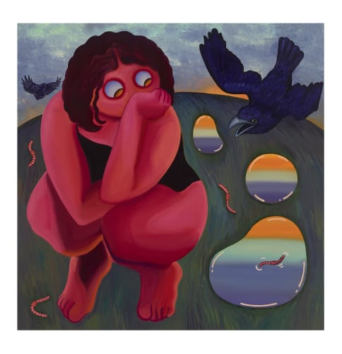 Worms after Rain, 2022. Oil on canvas. Image courtesy the artist, Library Street Collective, Detroit; and albertz benda, New York and Los Angeles. Photo by Thomas Dubrock