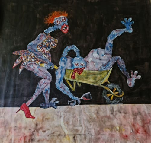 Famakan Magassa, La Ballade Noctambule. Acrylic on canvas, 145 x 149 x 3cm. Courtesy of the artist.