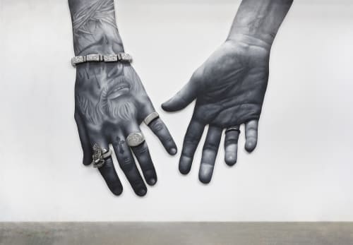 Chloe Chiasson, "The Eyes of Texas" (2022), oil, foam, canvas on shaped panel. Photo by Thomas Mueller