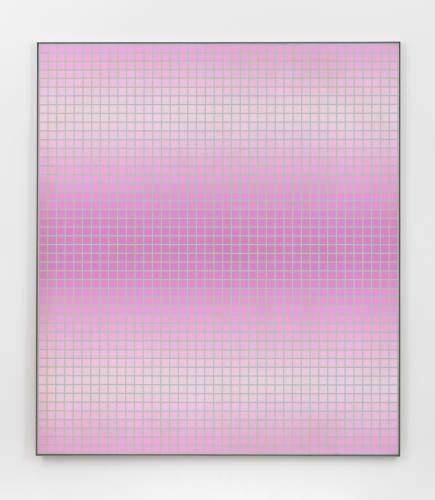 Julian Stanczak, "Filtration, Early Color," 1974, Acrylic on canvas, 82 x 72 inches (Courtesy the Stanczak Foundation)
