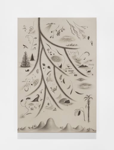 Robyn O'Neil, "The Paradise Fields (Arterial)," 2022, graphite on canvas