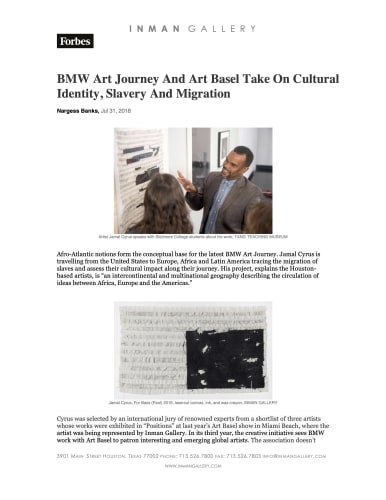 BMW Art Journey And Art Basel Take On Cultural Identity, Slavery And Migration
