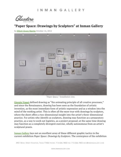 “Paper Space: Drawings by Sculptors” at Inman Gallery
