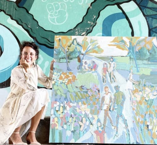 Emily Ozier by her painting