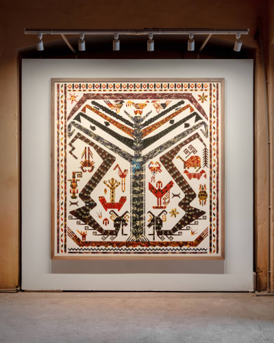 Installation view of Jennifer Tee's Tampan Tree of Life, Naga~Nagini (2024) at the Lahore Biennale: Of Mountains and Seas. Images courtesy of the artist and the Lahore Biennale. Photo: Akbari Mahal.