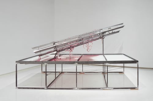 Installation view of Mire Lee, Untitled (My Pittsburgh Sculpture) (detail), 2022, in the 58th Carnegie International, Courtesy of the artist and Carnegie Museum of Art; photo: Sean Eaton