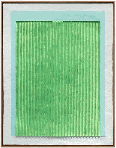 Park Seo-Bo, Ecriture No. 16–21, 2021. Relief print with Korean Hanji paper, 136.5 x 106.7 x 5.1 cm. Courtesy: the artist and Tina Kim Gallery