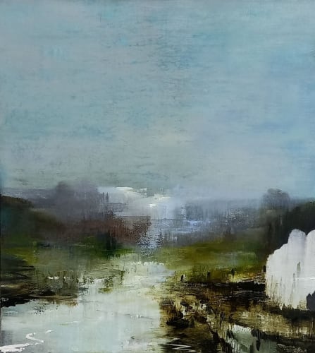 Gareth Edwards, After the Rain, at the edge of town, oil on canvas, 110 x 100 cm, 2022