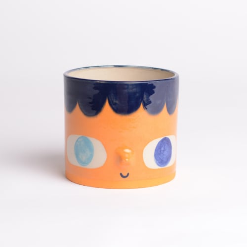 Large Face Pot (Orange 1), Fredde Lanka £70