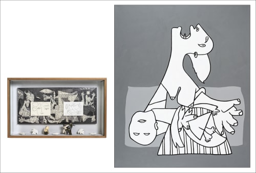 Elsa Zambrano, Guernica, 2023, assemblage and acrylic on canvas, 120 x 184 cm.