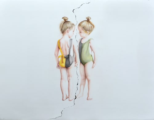 Apuchumala Series No. 1, 2020, Colored pencils on torn cotton paper, 97 × 127 × 3 cm.