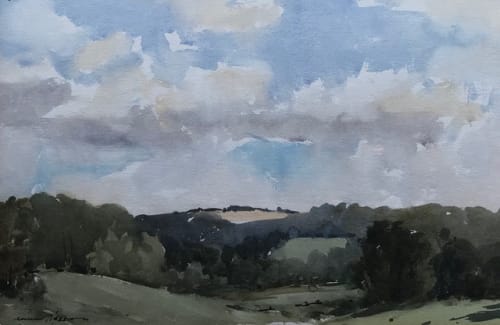 Edward Wesson, Original watercolour, framed, Philips House, Dinton