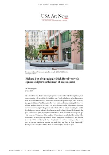 USA Art News: Nick Horny unveils equine sculpture in the heart of Westminster