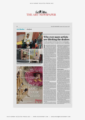 The Art Newspaper: Why ever more artists are ditching the dealers – Anny Shaw