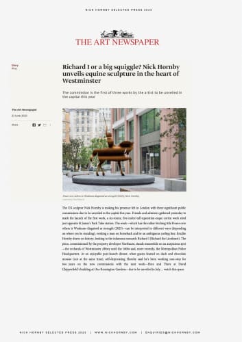 The Art Newspaper: Nick Hornby unveils equine sculpture...