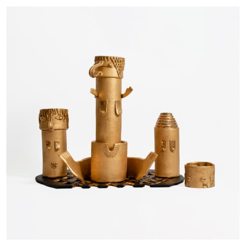 selection of ceramic sculptures installed in a group