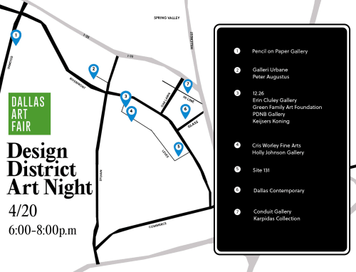 map of art galleries in the Design District in Dallas