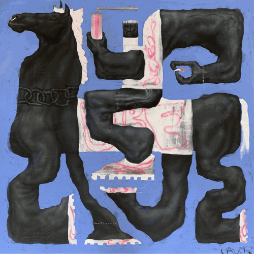 Mythology clashes with urban culture in Laust Højgaard’s boxy, distorted paintings