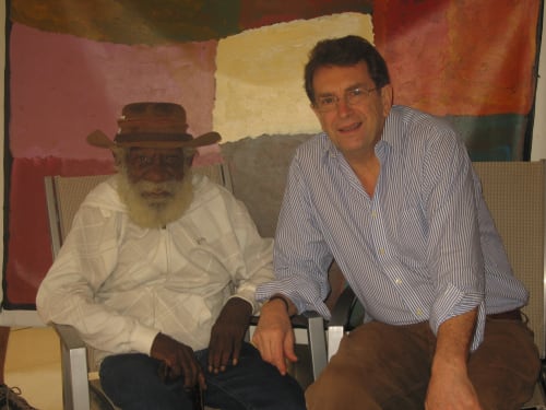 Adrian Mibus with the Artist in Alice Springs in 2009
