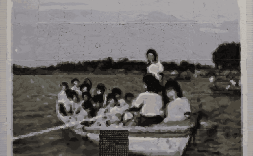 A Boat (2015): Acrylic and acrylic medium on linen canvas with wooden stretcher 150 x 213 x 6 cm (59 x 83 3/4 x 2 1/4 in)