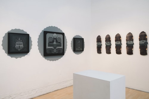 installation shot of corner wall in Jeremy Fish exhibition