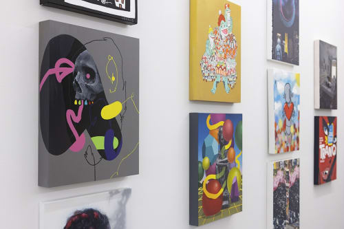 Installation image of 16 x 20 paintings in the Summer Group exhibition