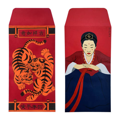 assorted red envelope paintings